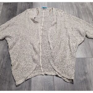 Buttons Open Front Cardigan Sweater Black White Speckled Women's One Size